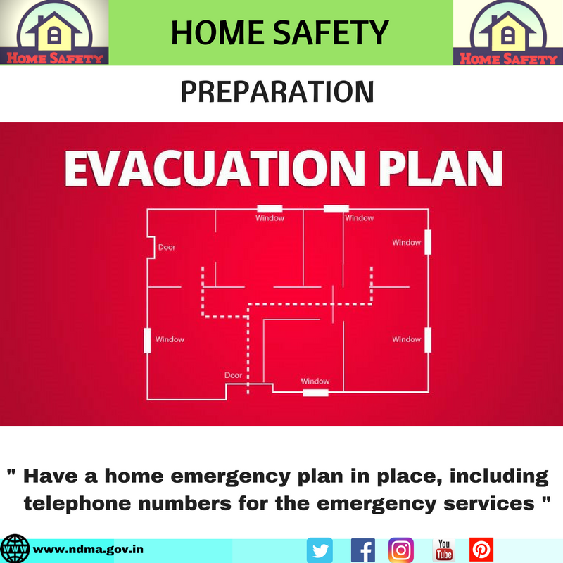 Evacuation plan – have a home emergency plan in place, including telephone numbers for the emergency services 